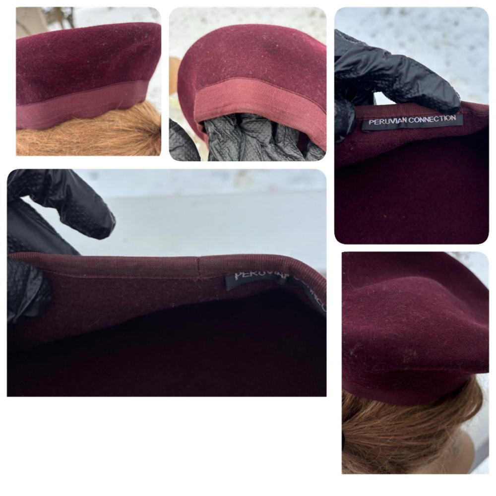 Peruvian Connection Burgundy Wool Structured Bere… - image 7